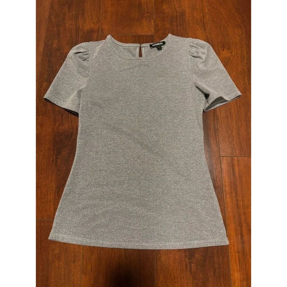Express shimmer cap sleeve top